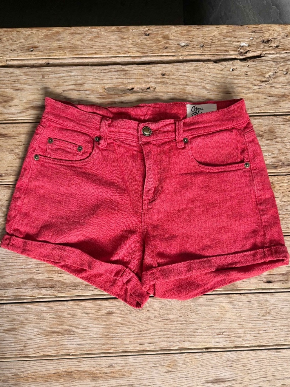 Cosmic Blue Love Red Denim Shorts Stitch Fix, Size 26
